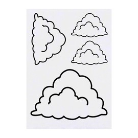 4 x 'Puffy Cloud' Temporary Tattoos - Water Resistant, Skin-Safe, Non-Toxic Transfers, Mixed Sizes (TO00078378)