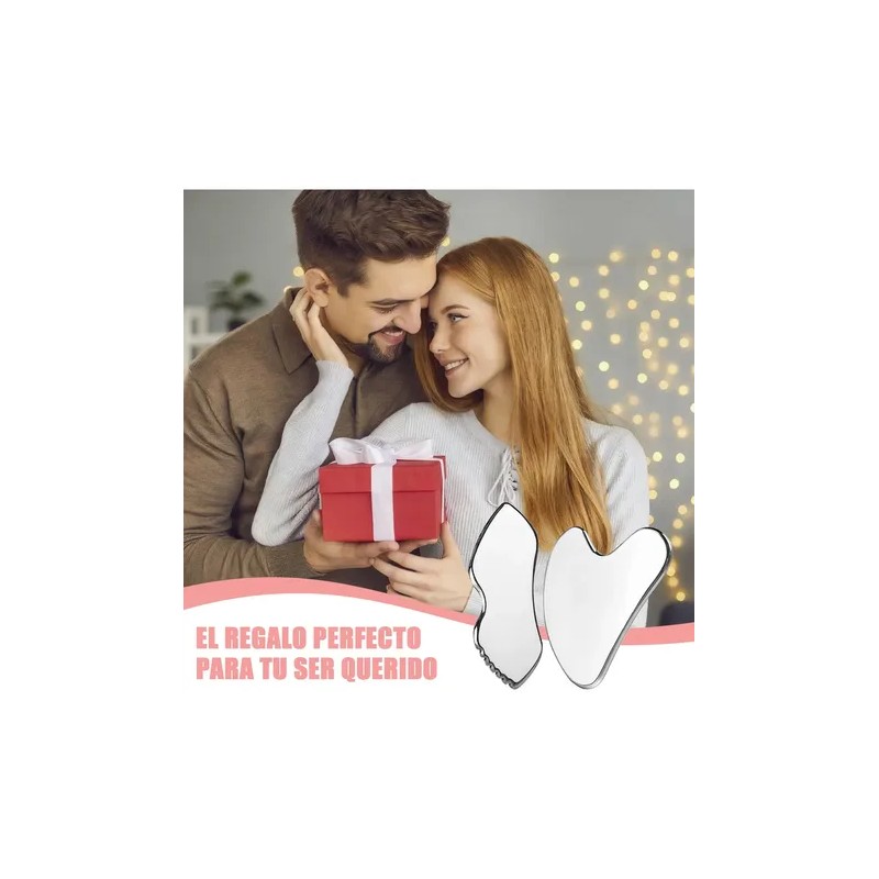 2pzs Gua Sha Facial Grande Acero Inoxidable Masajes Cuello