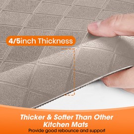 TranquilMoments 4/5 Inch Extra Thick Kitchen Mats for Floor,Non Slip Anti Fatigue Kitchen Rugs,Waterproof Stain Resistant Sink Mat,Cushioned Standing and Comfort Mats for Office (17"x24" Khaki)