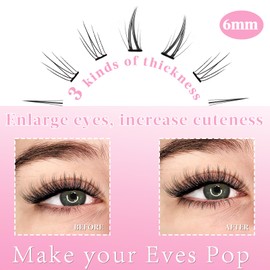 Bottom Lash Clusters DIY Eyelash Extensions 134pcs Wispy Natural Look Lower Lash Extensions for Bottom Eyelashes 6mm