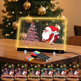 16-Inch LED Note Board with 7 Colors & 4 Modes, Light Up Dry Erase Board with Stand, LED Drawing Pad with 16 Markers, Spray Bottle & USB (Black)