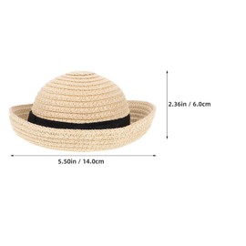Garneck Mini Straw Hats for Crafts Miniature Straw Hats for Mini Doll 5.5'' Knitting Straw Hat for DIY Pets Craft Accessories Mini Straw Hats Doll Ornaments Party Decoration