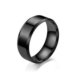 Mijradge Mens Womens Wedding Rings Titanium Steel Simple Plain Engagement Statement Band Ring for Men Comfort Fit Size 9-13 (Black, 10)