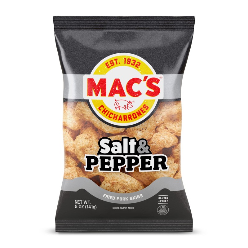 Mac's Salt & Pepper Pork Skins, 5 OZ (Pack of