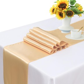WENSINL Champagne Table Runner 10 Pack - Satin Table Runners 12 x 108 Inches Long for Wedding Parties Birthday Meeting Events Decorations