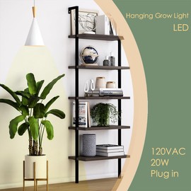 VALIKIY Hanging Grow Light, 20W Full Spectrum Pendant Grow Lights 15FT Power Cord, Decorative Grow Light for Indoor Plants, Flowers, Garden (Ceiling Mounted Hooks&Wall Mounted Bracket Included