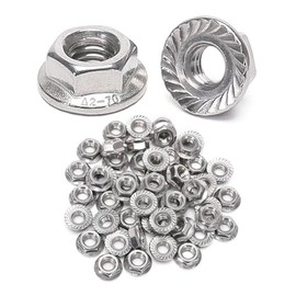 QXSKSLH 10 Pieces M10 Flange Nuts, M10-1.5mm Serrated Hex Flange Lock Nuts, 304 Stainless Steel,Plain Finish
