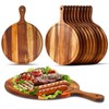 12 Pcs Round Wood Cutting Board with Handle Acacia Wooden