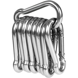 10 x Snap Hooks, LISOPO Carabiner Heavy Duty 304 Stainless Steel, Carabiner Snap Hook Carabiner Keychain Clips for Outdoor, Camping, Hiking, Hooks for All Lifting aids and Handles with an Eyelet