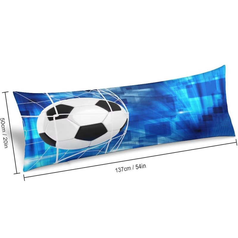 Soccer Football in Goal Net Body Pillow Cover with Zipper