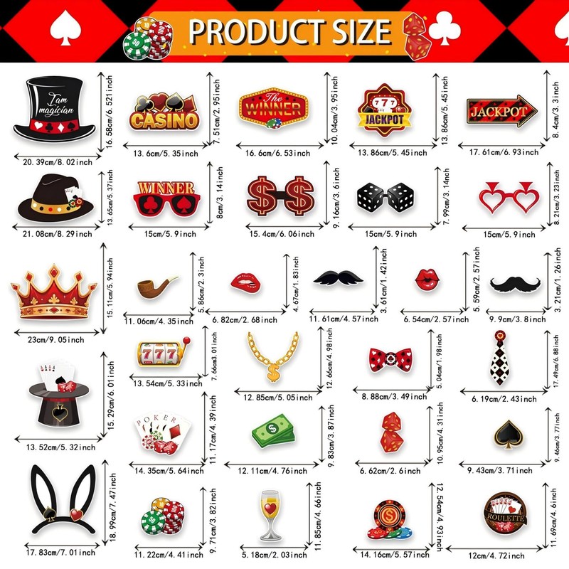 30PCS Las Vegas Photo Booth Props