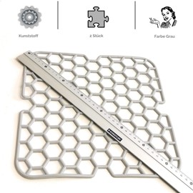 Kerafactum Sink Rubber Mat Sink Insert Drip Mat Non-Slip Mat for Drawers Protective Mat Square for Sink Protective Mats Non-Slip Sink Rubber Mat Grey Pack of 2