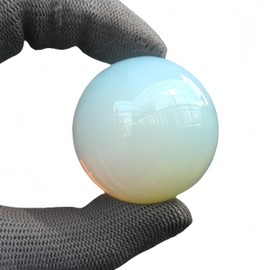 Sunshcat Synthetic Opalite 4cm Healing Crystal Divination Sphere Figurine Gemstone Ball,with Wooden Stand Feng Shui Chakra Aura Home Sculpture Desk Decor Decorative Collection