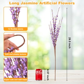 Wootkey 5 Pcs 29.5" Long Jasmine Artificial Flowers Fake Flower Dry Branches for Home Office DIY Floral Art Plant Wedding Table Centerpieces Party Vase Decoration (Macaron Purple)