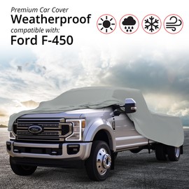 Car Covers Weatherproof Max Truck Cover & Warranty Compatible with Ford 1961-2022 F-450 Crew Cab ~8' & Shell– Outdoor Cover, Prevents Theft with Cable Lock