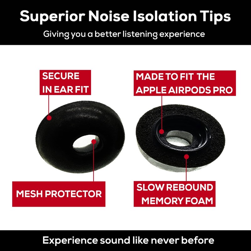 SONICFOAM Memory Foam Earbud Tips - Premium Noise Isolation, Replacement