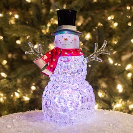 Roman Christmas Inc., Acrylic Holiday Collection, 12" H LED Snowman Rotate LITE, Lantern, Snow Globe, Holiday Home Décor, Santa, Cardinal, Nutcracker, Snowman, Reindeer