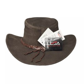 Lesa Collection Buttermere Leather Cowboy Hat for Men with Vintage leather hat - S