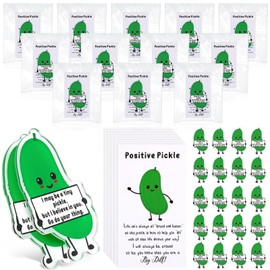 Watersay 40 Pcs Employee Appreciation Gifts Bulk, Included Positve Acrylic Paper Snack Clips and Funny Thank You Cards for Men Women Employee Coworker Staff Office Kitchen Supplies (Pickle)