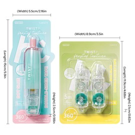 LonJit Double-Sided Tape Roller, 0.24In×16.4Ft, 360° Rotating Head, Refillable Core, Retractable Tape Dispenser for Scrapbooking and Crafts​(Blue（1 Main Body+ 4 Replacement Refills）)