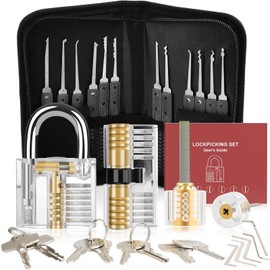 Lock Pick Set, [36 Pcs] [Difficulty Upgraded] Diyife Premium Practice Lock Picking Tools with 4 Transparent Training Padlocks for Lockpicking, Guide for Beginner and Locksmith Training (Black)