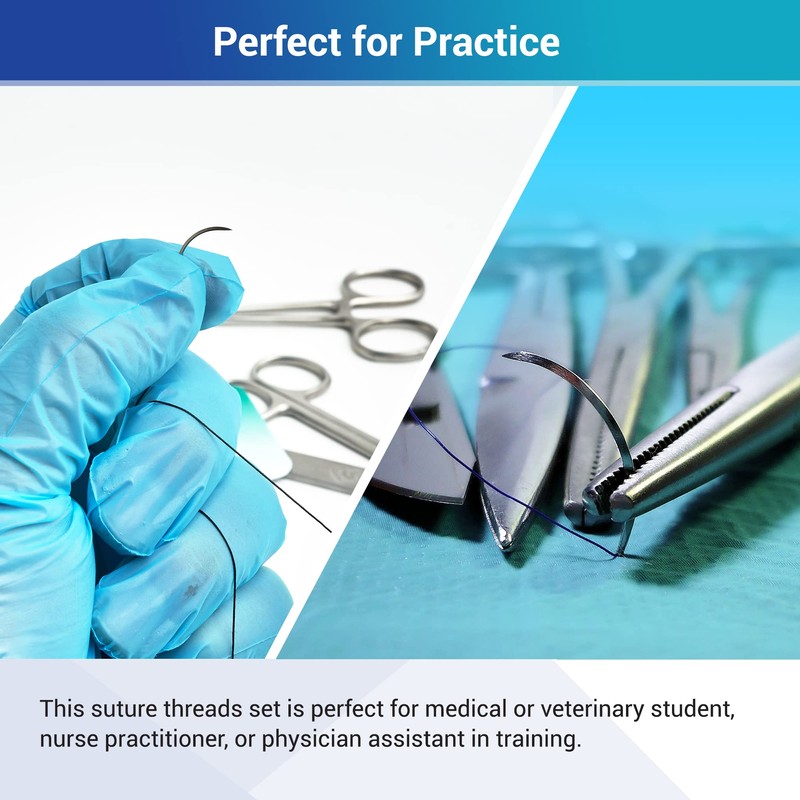 Alcedo Sterile Sutures Thread & Needle with Tools Kit, First