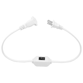 16AWG On/Off Switch Extension Cord 0.6Meter Polarized Extension Cord with On/Off Switch 12A/125V, Extension Cord with Inline On-Off Switch White Color