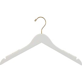 White Finish Wood Top Hanger with Rubber Non-Slip Strips and Brass Hardware in 17" Length X 7/16" Thick, Box of 100