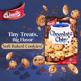 Bloom's Mini Chocolate Chip Cookies - Mini Cookies for On-the-Go Snacking, 0% Trans Fat Cookie Packs, Peanut-Free & Nut-Free Soft Cookies - Chocolate Cookies Bulk Pack for School - 144 Oz., 12 Packs