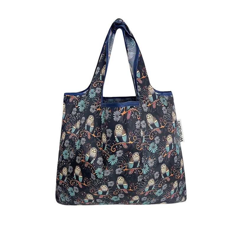 Bowbear Small Foldable Nylon Reusable Shopping Grocery Bag, Vintage Owls