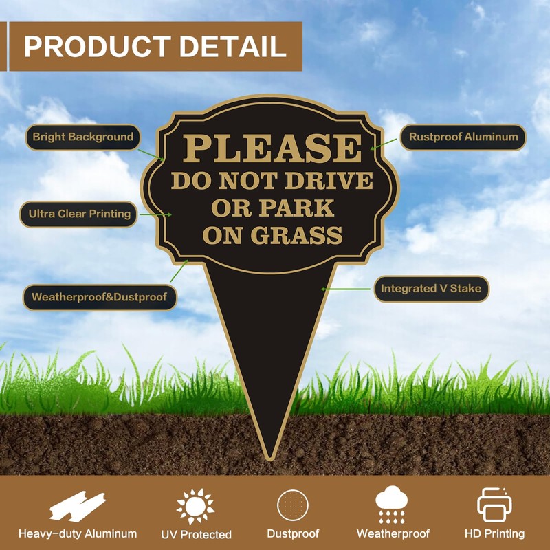Double Sided Yard Sign,Do Not Drive or Park on Grass