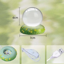 siawadeky Crystal Ball, 3D Carnation, Cat, Crystal Ball, LED Light Base, Interior Decoration, Stylish, Healing Figurine, Atmosphere, Decoration, Anniversary, Mother's Day, Birthday, Valentine's Day