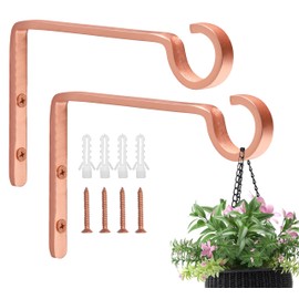 Monarch Abode Plant Hangers – Wall Mount Plant Hooks for Hanging Baskets, 6 Inch Metal Brushed Copper Fence Wall Plants Hanger for Outdoor Indoor, Flower Pot, Bird Feeder, Wind Chime Bracket, 2 Pack