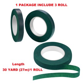 Harniruco 3 Rolls Floral Tape 1/2inch Dark Green Floral Tape for Bouquet Stems Wrap Floral Arranging Craft Projects Corsages, Wedding Bouquet(30 Yards)