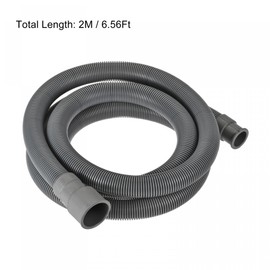 sourcing map Washing Machine Drain Hose, 32mm Inner Dia 2M Length Flexible Pipe Extension Gray