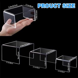 Duscdesp Pack of 9 Small Acrylic Display Stands, Transparent Rectangular Acrylic Shelf for Organisation and Decoration, Display Stand for Desserts, Jewellery, Funko Pop Dolls