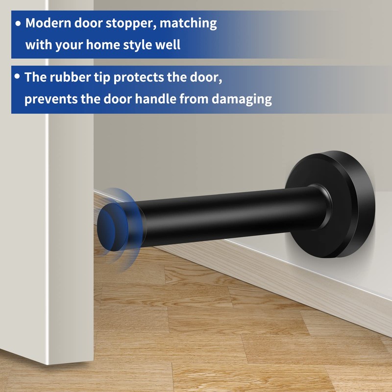 8 Inch Door Stop, Extra Long Door Stopper, Wall Mounted,