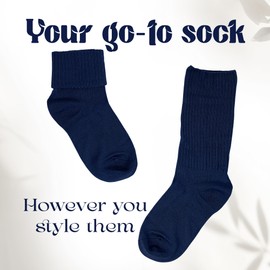 Womens Soft Rayon From Bamboo Dress Socks Crew Seamless Toe Turn Cuff Socks 3-6 Pairs (10-13, Navy-3 Pairs)
