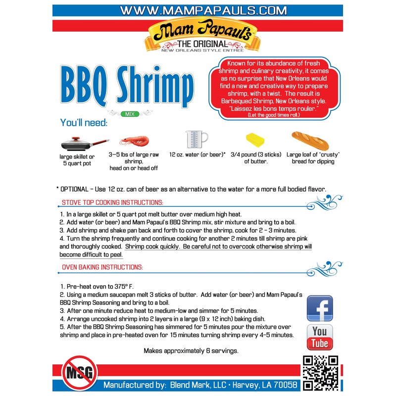 Mam Papauls Mix Barbecue Shrimp, 2 oz