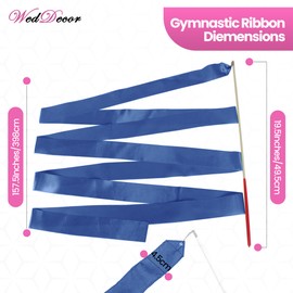 WedDecor Rhythmic Gymnastics Ribbons with Streamer Dance Rod Baton Twirling Exercise, Talent Shows, Artistic Dancing, Party Decoration Favors, Baton Art, Fun Activities, 4 Metres, Royal Blue, 10pcs