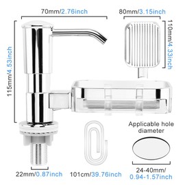 Soap Dispenser for Kitchen Sink, Built in Kichen Sink Soap Dispenser with 40" Extension Tube Kit and Storage Basket, Liquid Soap Dispenser Pump, No Need to Fill The Little Bottle Again (Silver Color)