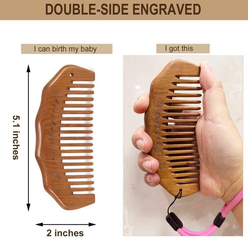 Moreinday Labor Comb with Wrist Strap and Massager, Birthing Comb