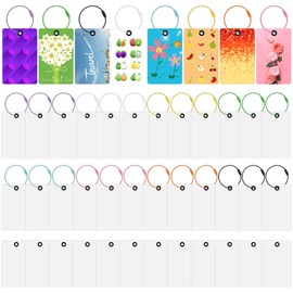 Fingertip WD 40 Pcs Sublimation Luggage Tags Blank, Double Sided PET Luggage Tags with 40 Pcs Color Straps Suitcase Label Tag for DIY Business ID Card Holder Travel Sports Pet Tags, 8 Colors Straps