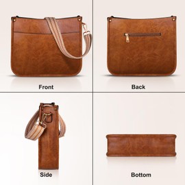 ISEYOU Cross Body Bag for Women, Women's Cross-Body Bags with 2 Colored Adjustable Straps, Multiple Pockets, Vegan Leather Large Shoulder Bag with Zipper Closure