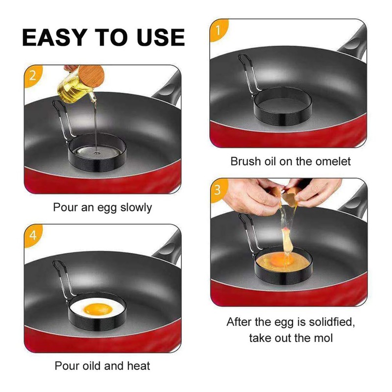 LeeLoon 4 Pack Stainless Steel Egg Ring Molds With Non