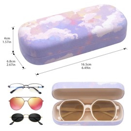 ANLIOTO 3 Pack Sunglass Cases Hard Shell, Cute Large Eyeglasses Case Linen Clound Glass Organizations for Women Girls