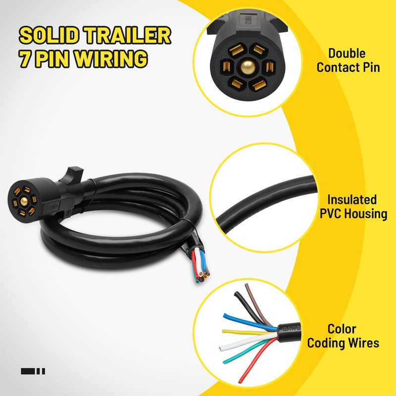 Oyviny Heavy Duty 7 Way Trailer Plug Cord with Double