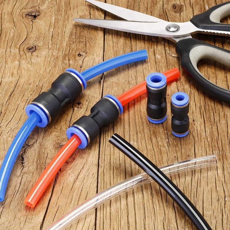Straight Pneumatic Connectors, Pack of 8, Air Push Quick Attachments,
