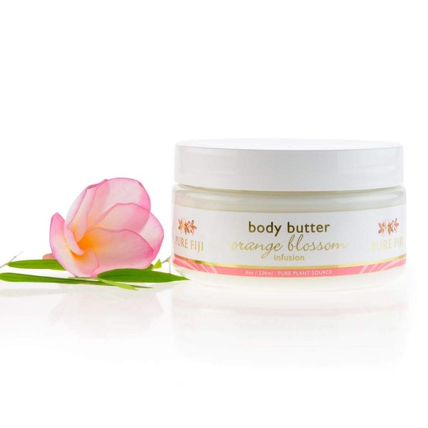 PURE FIJI Body Butter - Moisturizer Body Cream - Face Cream and Body Lotion for Dry Skin with Natural Oils & Vitamin E,Orange Blossom, 8oz