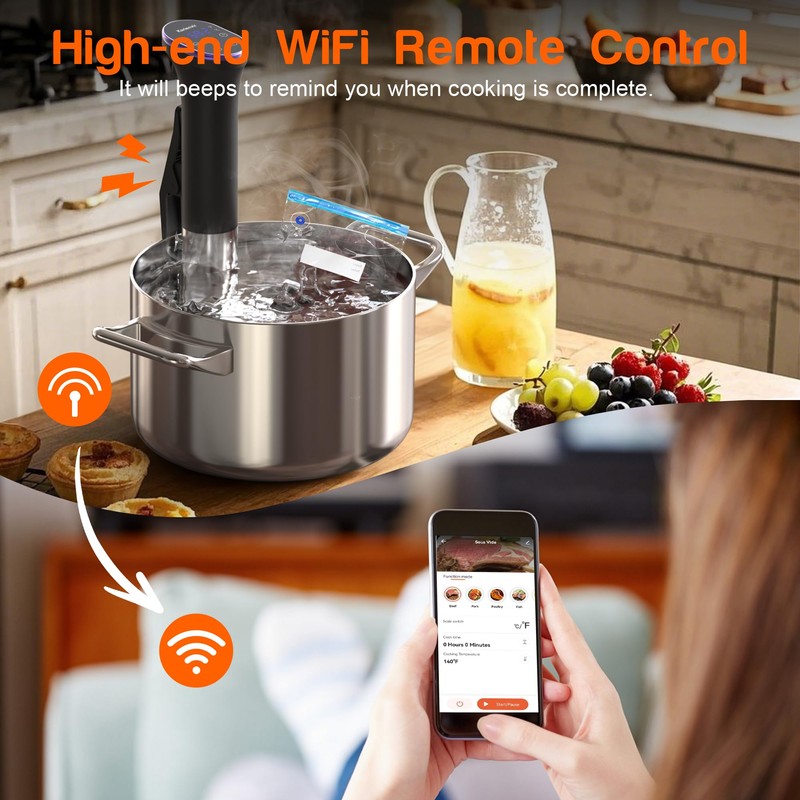 Karienvir Sous Vide WIFI, Sous Vide Machine 1100W, Sous Vide